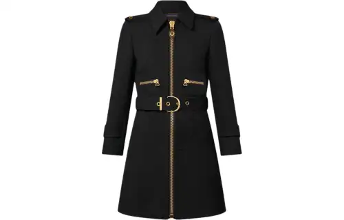 LOUIS VUITTON Wool Hopsack Belted Coat