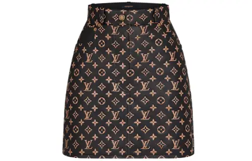 LOUIS VUITTON Leather Short Skirts Women's Brown