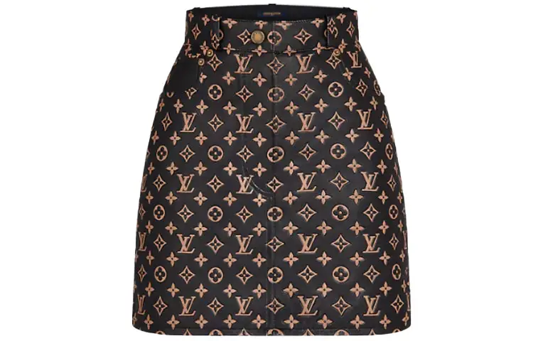 LOUIS VUITTON Leather Short Skirts Women's Brown