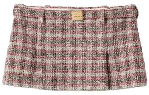 【Previous Season】check-print textured miniskirt