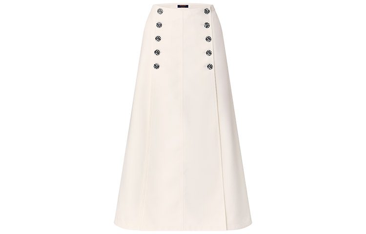 LOUIS VUITTON X Yayoi Kusama/Yayoi Kusama Louis Vuitton x Yayoi Kusama SS23 Solid color button-decorated mid-length casual long skirt for women, white