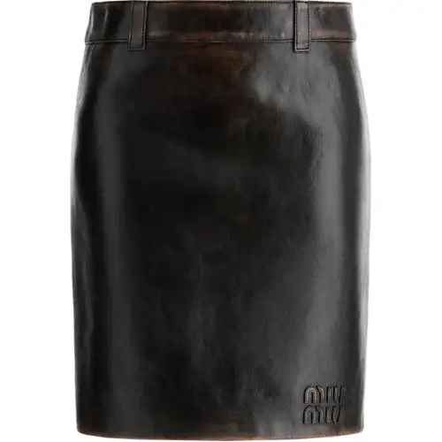 MIU MIU Leather Midi Skirt