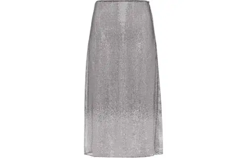PRADA Rhinestone embellished Mesh Midi Skirt