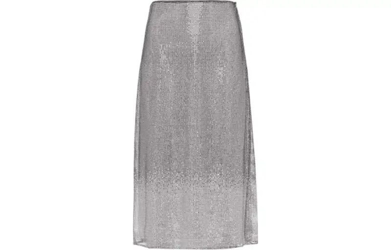 PRADA Rhinestone embellished Mesh Midi Skirt