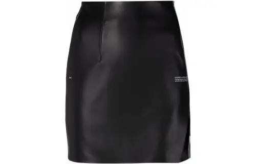 OFF-WHITE slit-detail high-waisted leather skirt
