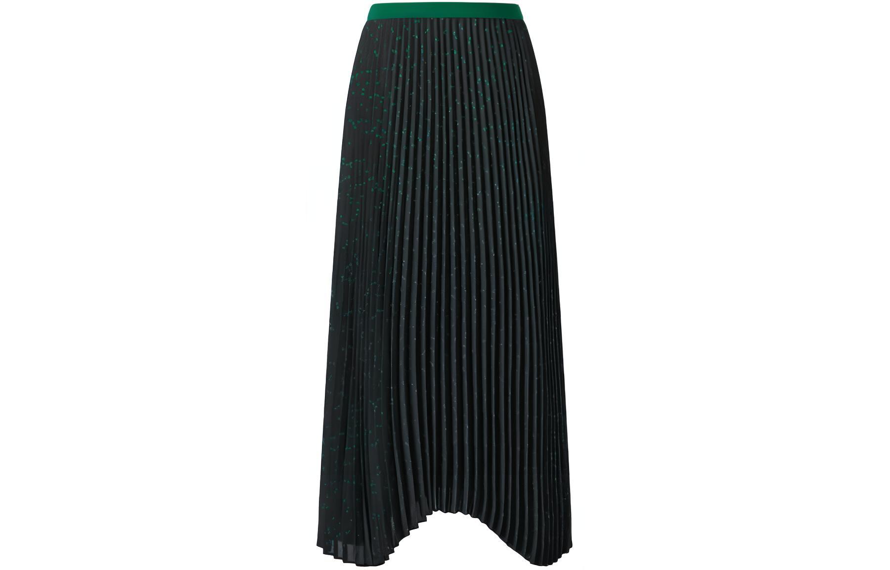UNIQLO Uniqlo SS24 C series solid color polka dot print anti-wrinkle pleated casual long skirt women's black
