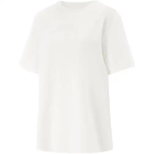 Li Ning T Shirts Women's Ecru Crew Neck Moderate Straight Fit