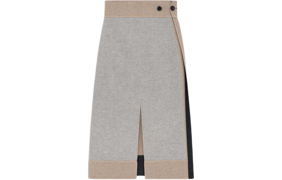 Fear of God SS24 Season 8 Series Double-Faced Cashmere Blanket Wrap Contrast Color Skirt Flared Side Seam Pocket Casual Long Skirt Women's Mixed Dove Gray/Melange Dove Grey