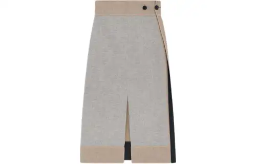 Fear of God SS24 Season 8 Series Double-Faced Cashmere Blanket Wrap Contrast Color Skirt Flared Side Seam Pocket Casual Long Skirt Women's Mixed Dove Gray/Melange Dove Grey
