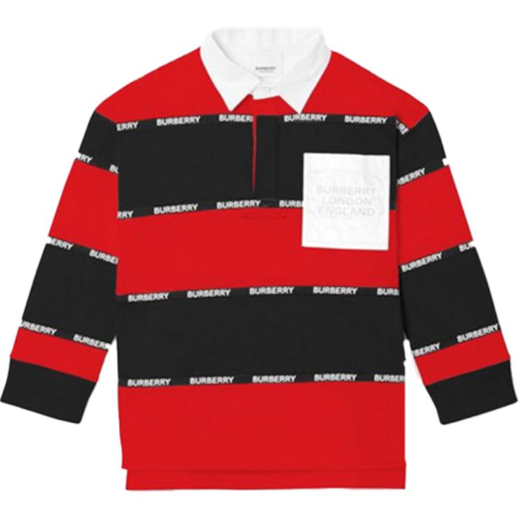 Мужская футболка Burberry в полоску (красно-черная)