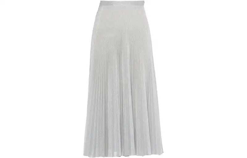 PRADA Casual Long Skirts Women's Silver Gray Moderate Long Pleated Skirt