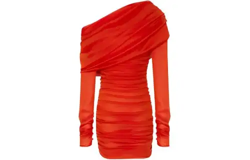 SAINT LAURENT Ruched One Shoulder Dress