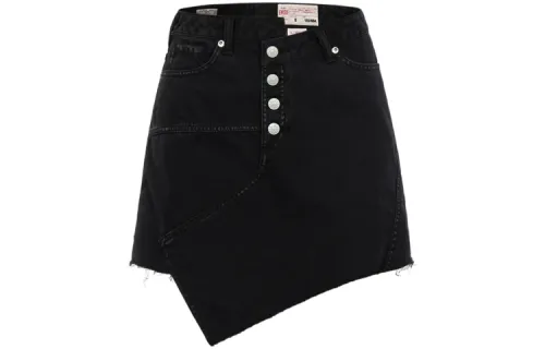 EVISU Casual Short Skirts Women's Black Moderate Short A Line Skirt