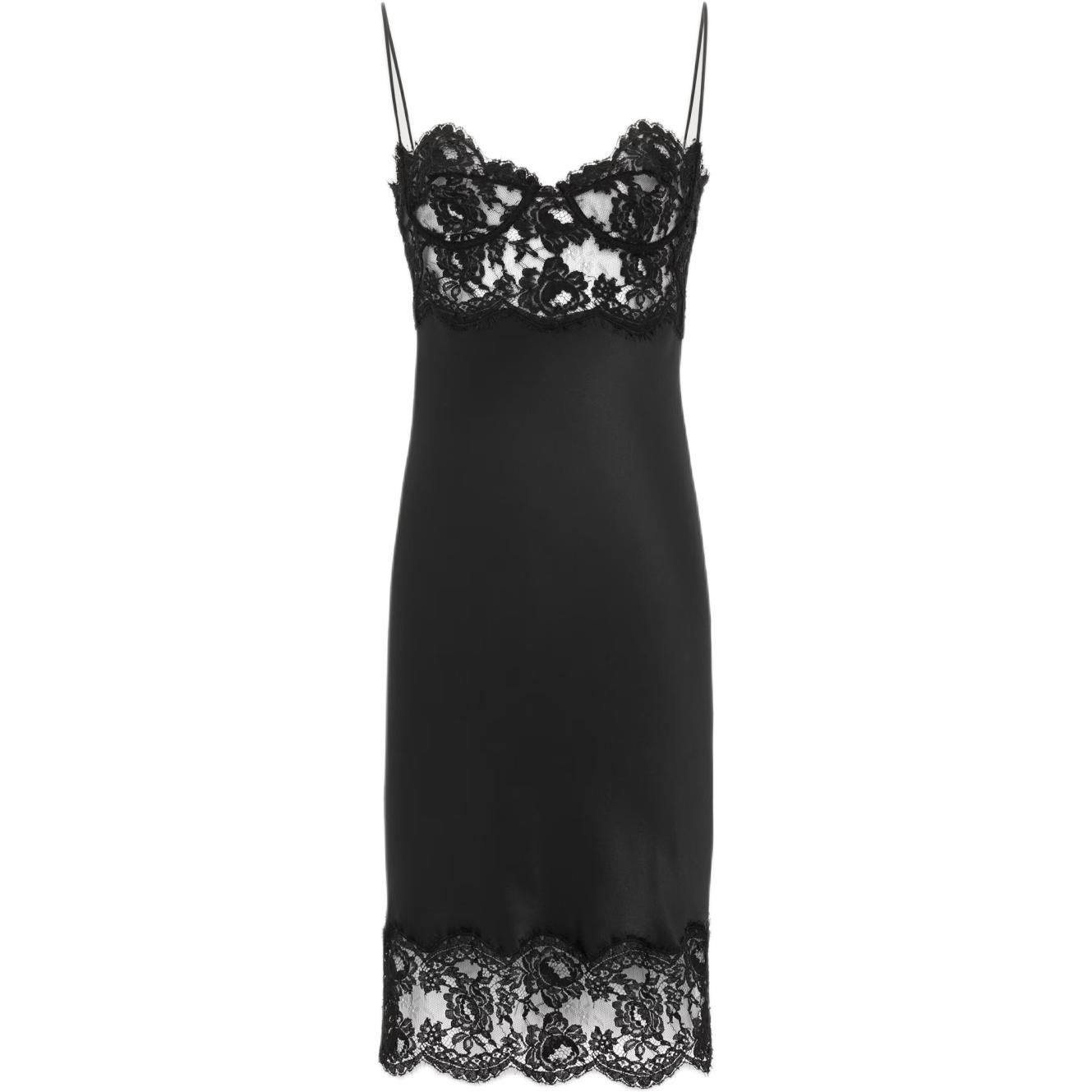 SAINT LAURENT Lace Detailed Sleeveless Slip Dress