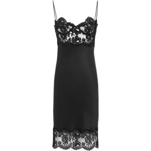 SAINT LAURENT Lace Detailed Sleeveless Slip Dress