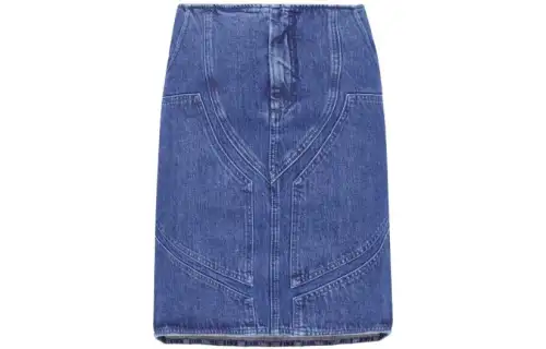 OFF-WHITE Logo Patch Denim Midi Skirt