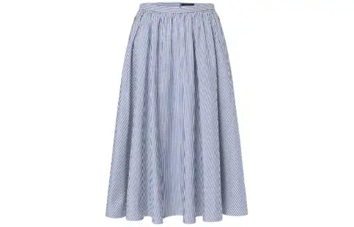 LOUIS VUITTON Pinstripe Silk Midi Skirt