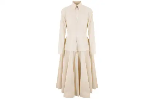Bottega Veneta Pleated Poplin Shirt Dress