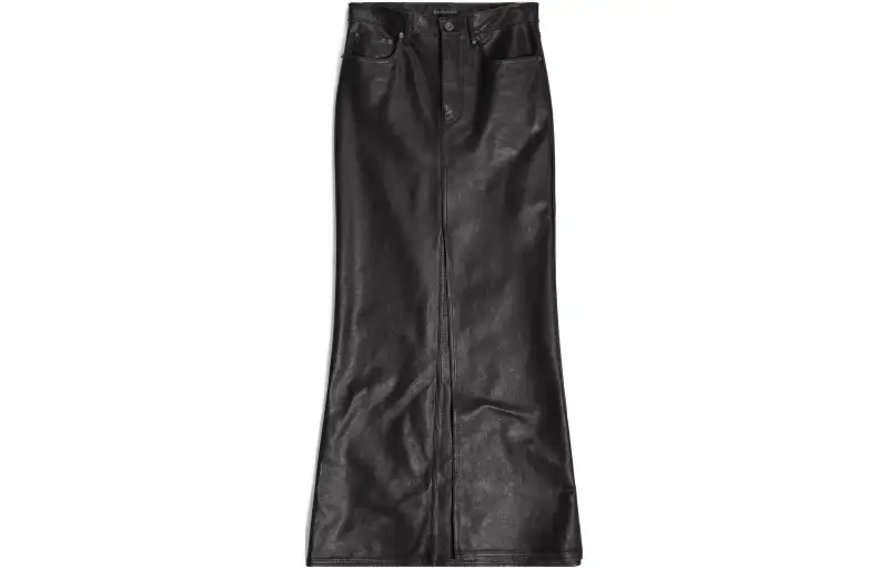 Balenciaga leather mid-rise maxiskirt