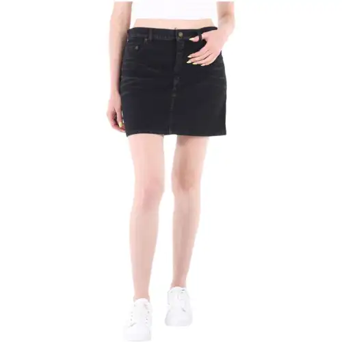 SAINT LAURENT Denim Short Skirts Women's Black Moderate Short Other