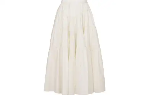 DIOR Flared Mid Length Skirt Casual Short Skirts Women's Ecru
