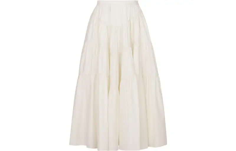 DIOR Flared Mid Length Skirt Casual Short Skirts Women's Ecru
