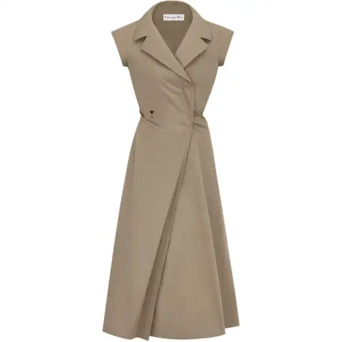 DIOR SS25 Spring Summer Ready to Wear Collection Sleeveless Dress Women's Light Brown