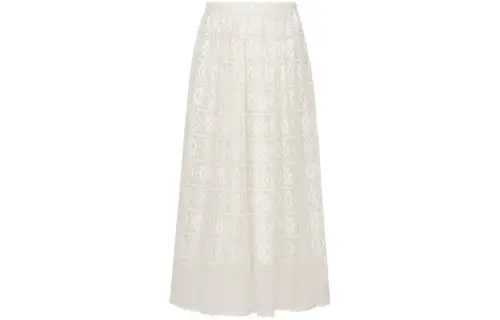 DIOR Flared Mid Length Skirt Casual Long Skirt Women's White