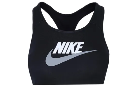 Nike Dri-FIT Swoosh medium-support "Black/White" sports bra