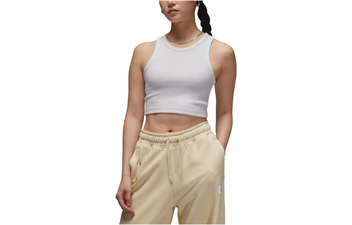 Jordan Sleeveless Sports Shirts Women's White Moderate Straight Fit
