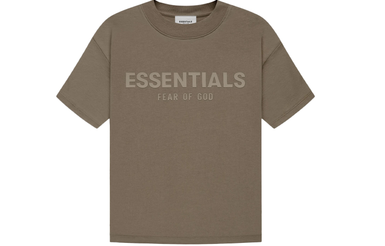 Женская футболка Fear of God Essentials Kids (коричневая)