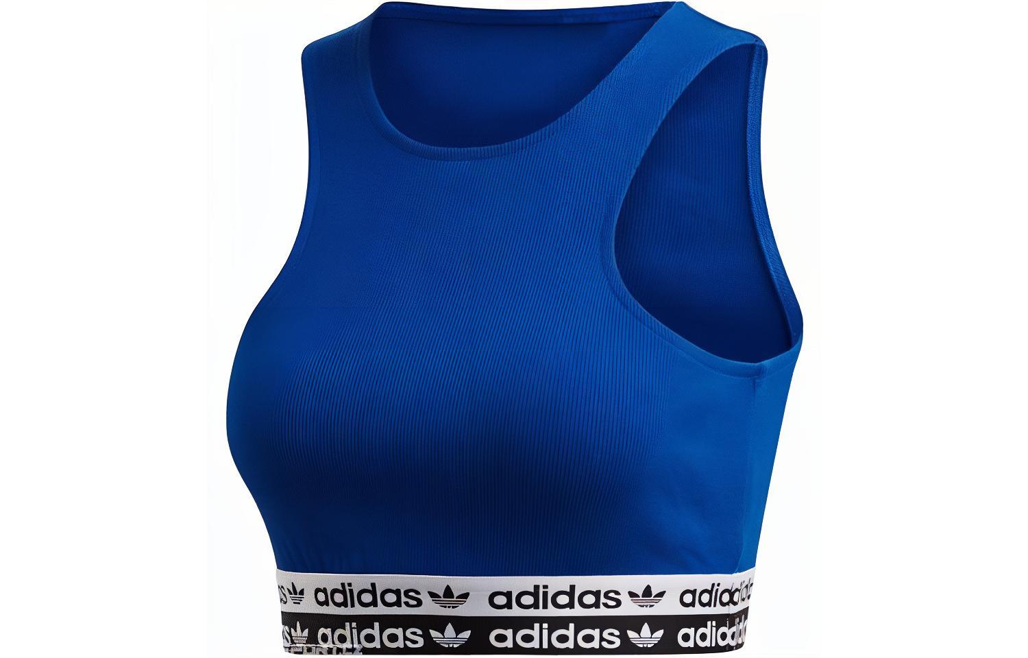 Adidas originals clover double label printed short sports vest women's blue
