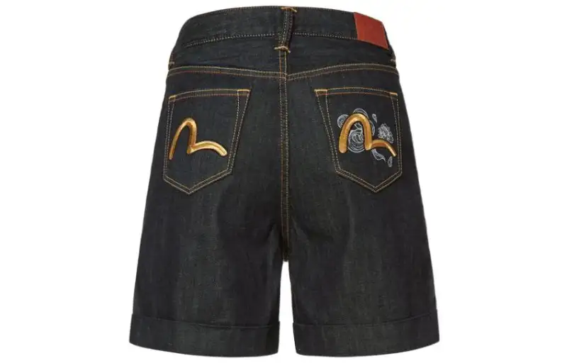 EVISU Denim Shorts Women's Marine Blue Moderate Straight Fit Pants