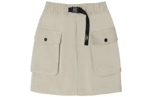 Vans Asian Artist Series Solid Color Multi-Pocket Design Adjustable Belt Skirt Work Skirt Women's Oatmeal Color