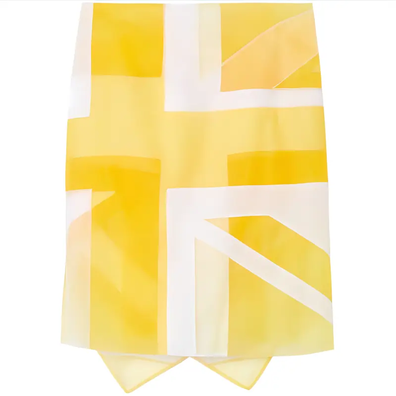 Burberry Flag Intarsia Tulle And Silk Skirt 'Pale Tulip Yellow'