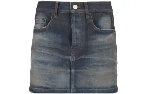 Balenciaga Frayed Edge Denim Mini Skirt