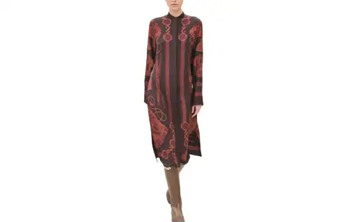 HERMES Long Sleeved Dress Women's Red