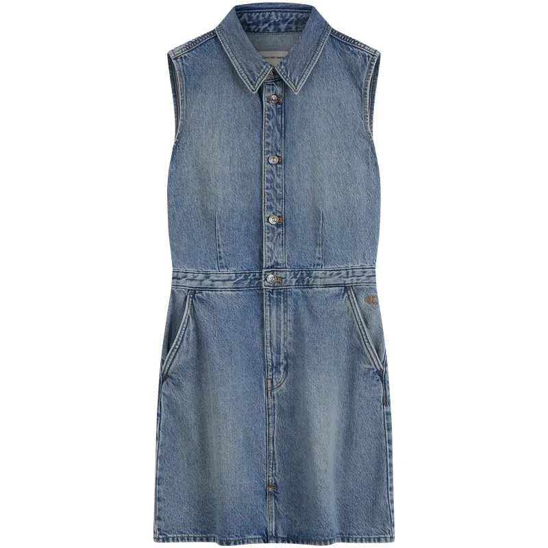CALVIN KLEIN Sleeveless Dress Women's RJK Denim Light Blue