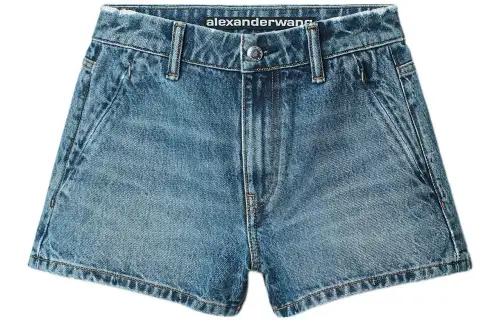 Alexander wang SS22 high-waist hot girl denim shorts women's indigo blue