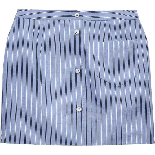 PRADA Striped Chambray Miniskirt
