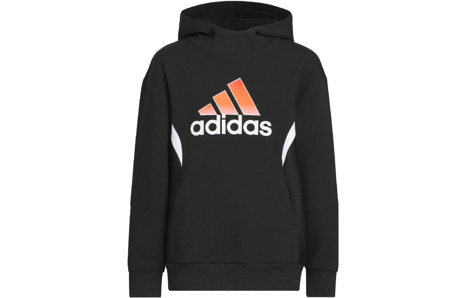 Adidas, sweatshirt, sports long-sleeve, black children's hoody, with your logo imprint