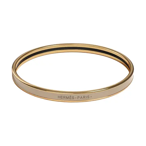 HERMES Enamel Bangles Women's Elephant Gray Gold