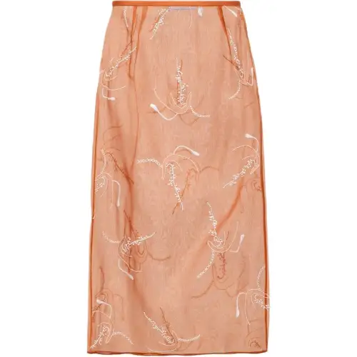 Prada embroidered organza midi skirt
