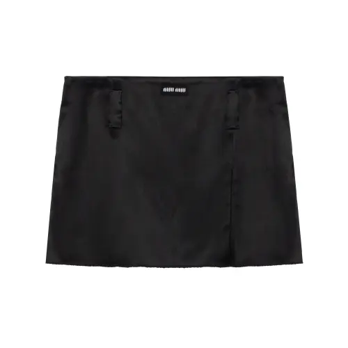 MIU MIU Satin Miniskirt Casual Short Skirts Women's Black