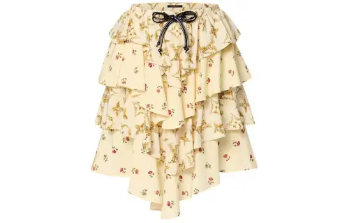 LOUIS VUITTON Tiered Floral Print Mini Skirt