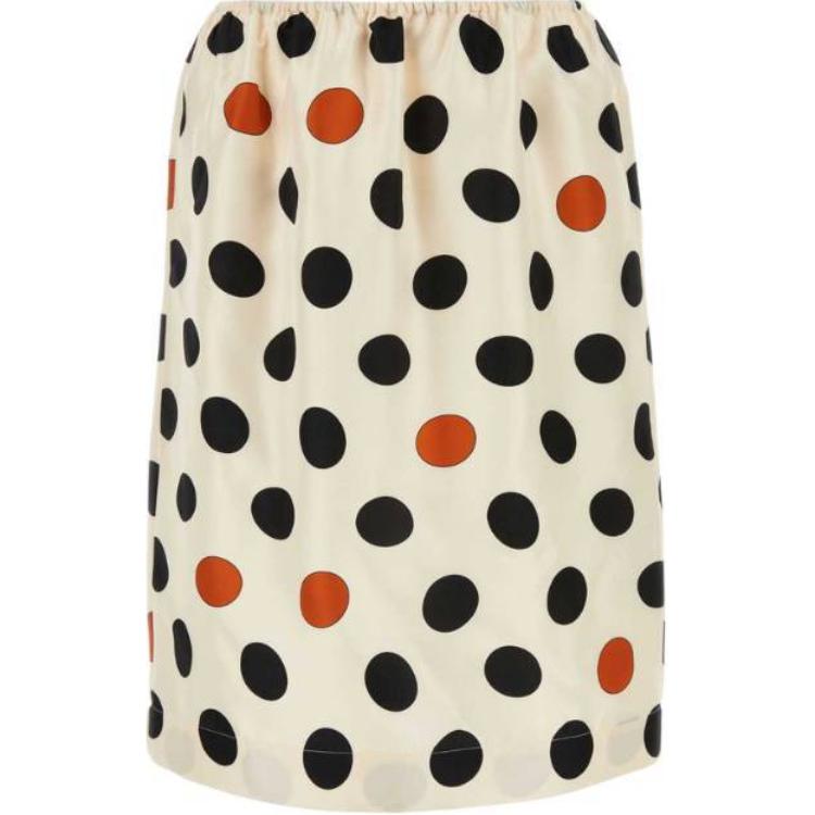 Bottega Veneta Rear Slit Polka Dot Printed Skirt