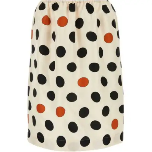Bottega Veneta Rear Slit Polka Dot Printed Skirt