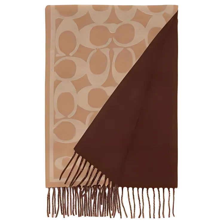 COACH Cashmere Knit Scarves Unisex Light Umber/Brown