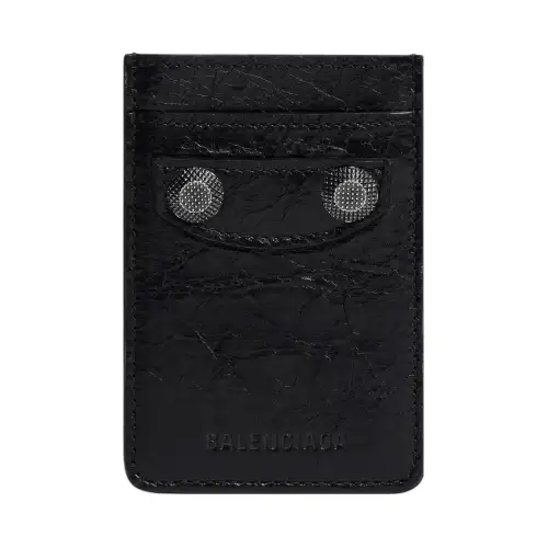 Balenciaga Fine Grained Sheepskin Card Holder Regular Men's Black