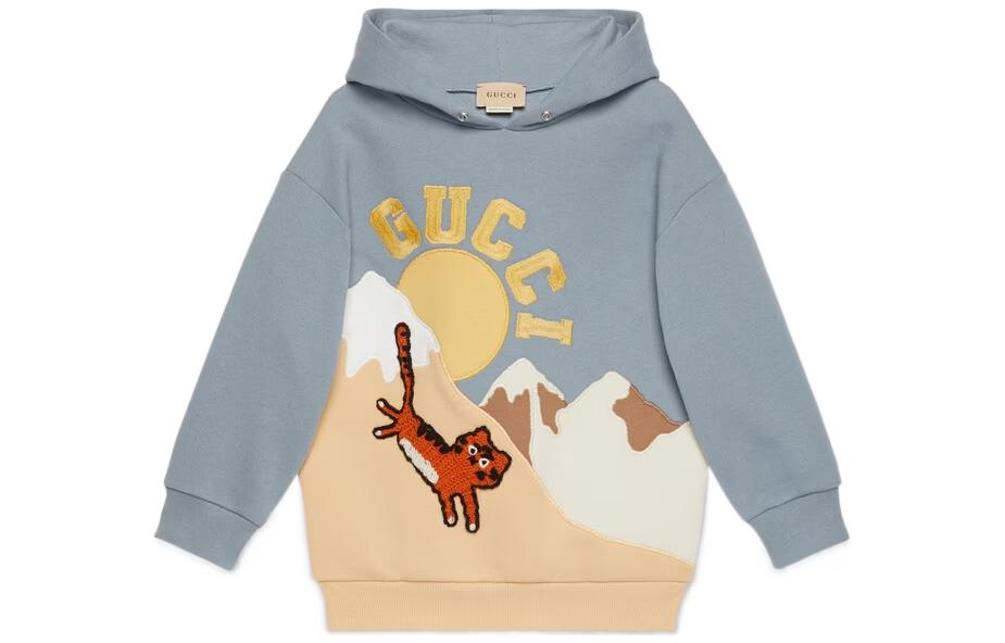 Худи Gucci Cat Embroidery Hoodie (синее)